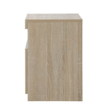 Oikiture Bedside Tables Set of 2 LED Nightstand Shelf Natural