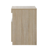 Oikiture Bedside Tables Set of 2 LED Nightstand Shelf Natural - Rear View