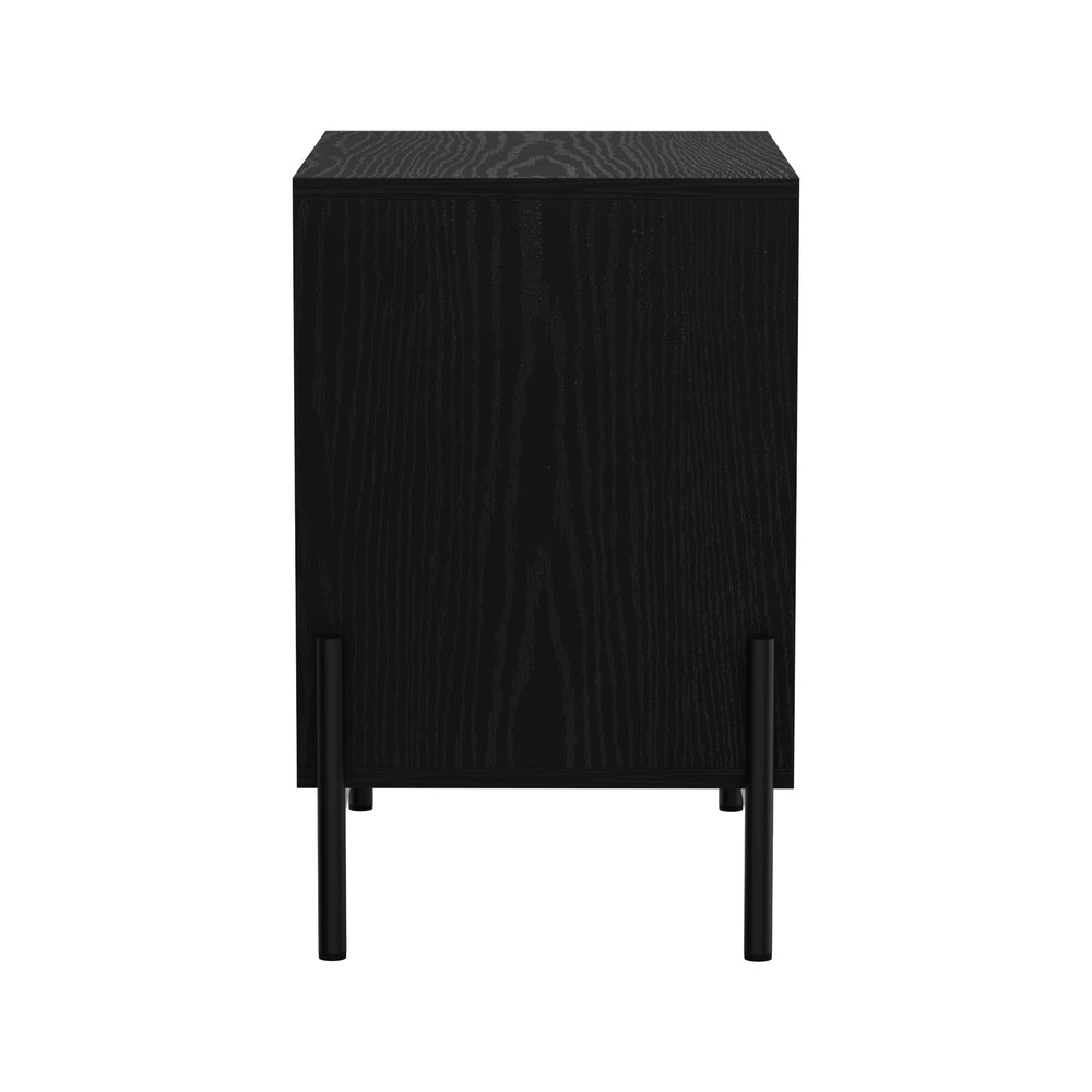 Oikiture Bedside Table 2 Drawers Side End Nightstand Walnut