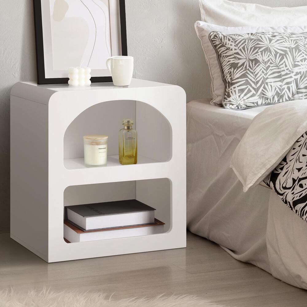 Oikiture Bedside Table Open Shelf White