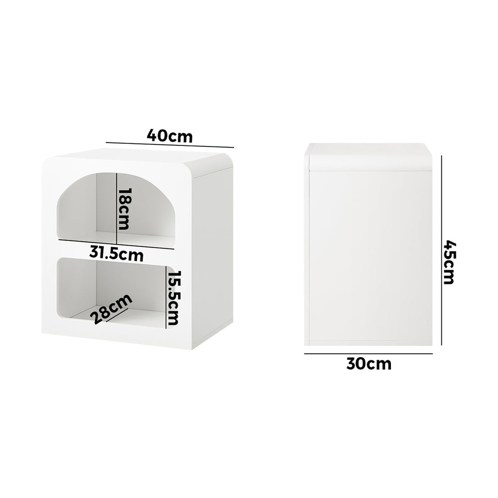 Oikiture Bedside Tables Set of 2 Display Shelf White