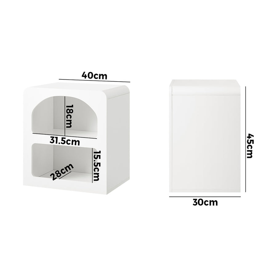 Oikiture Bedside Tables Set of 2 Display Shelf White