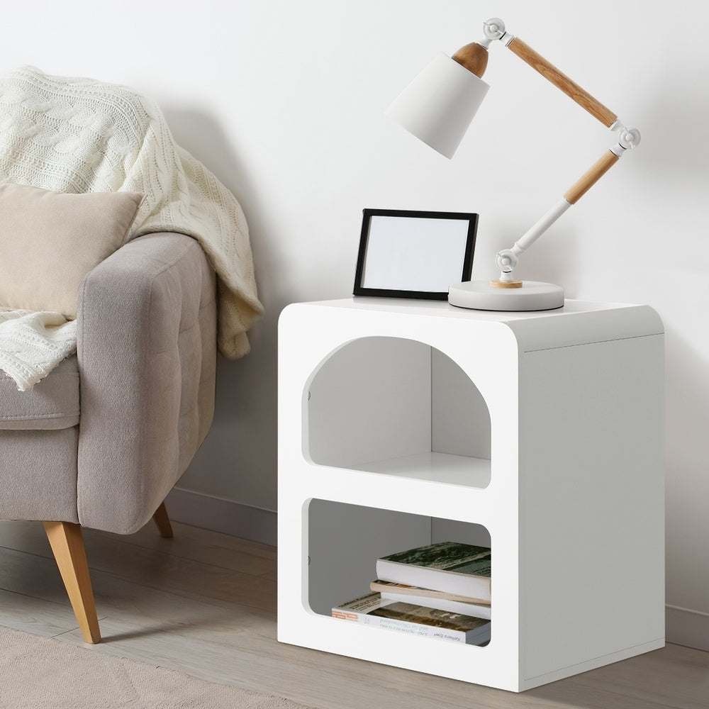 Oikiture Bedside Tables Set of 2 Display Shelf White