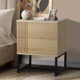 Oikiture Bedside Tables 2 Drawers Bedroom Metal - Rear View