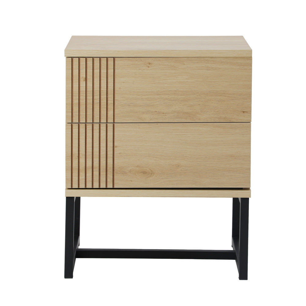Oikiture Bedside Tables 2 Drawers Bedroom Metal