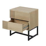 Oikiture Bedside Tables 2 Drawers Bedroom Metal - Close-Up Angle