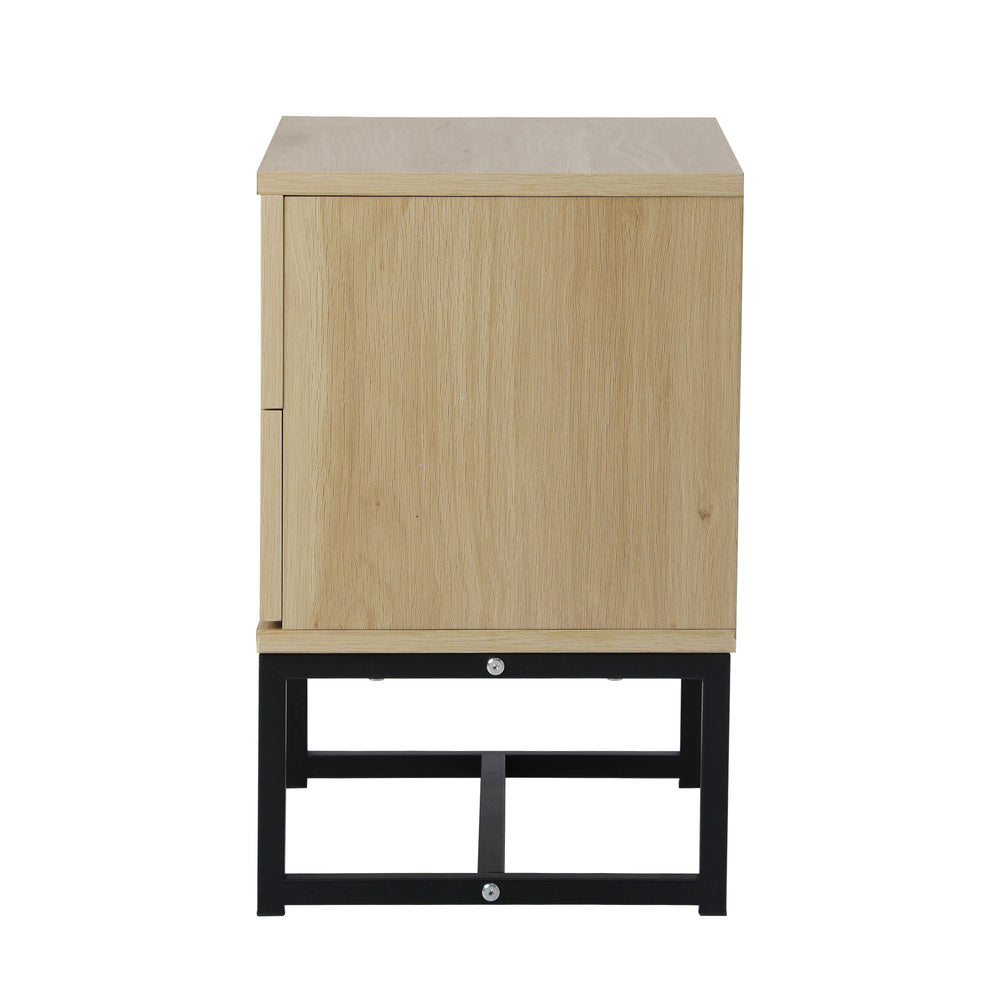 Oikiture Bedside Tables 2 Drawers Bedroom Metal