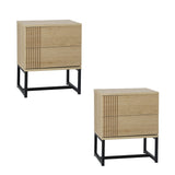 Oikiture Set of 2 Bedside Tables Bedroom Metal - 45-Degree Angle