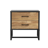 Oikiture Bedside Table 2 Drawers Storage Metal Industrial