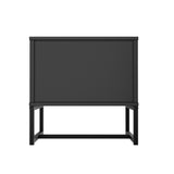 Oikiture Bedside Table 2 Drawers Storage Metal Industrial - Front View