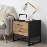 Oikiture Bedside Table 2 Drawers Storage Metal Industrial