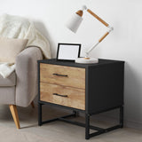 Oikiture Bedside Table 2 Drawers Storage Metal Industrial - Rear View