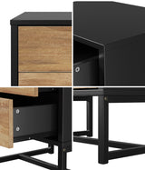 Oikiture Bedside Table 2 Drawers Storage Metal Industrial - Low Angle