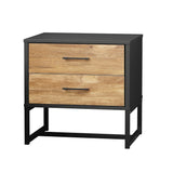 Oikiture 2x Bedside Table 2 Drawers Storage Metal Industrial - Rear View