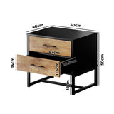 Oikiture 2x Bedside Table 2 Drawers Storage Metal Industrial - Top-Down View