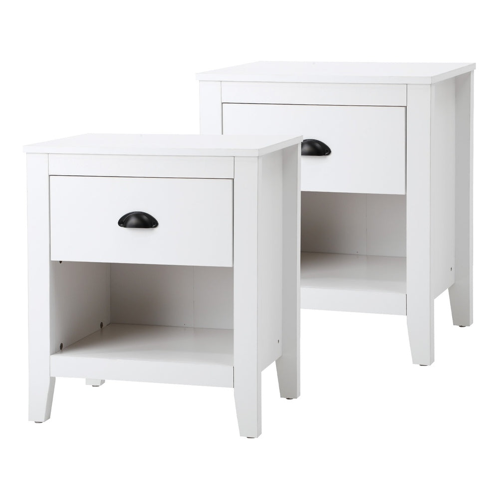 Oikiture 2x Bedside Table Nightstand Vintage