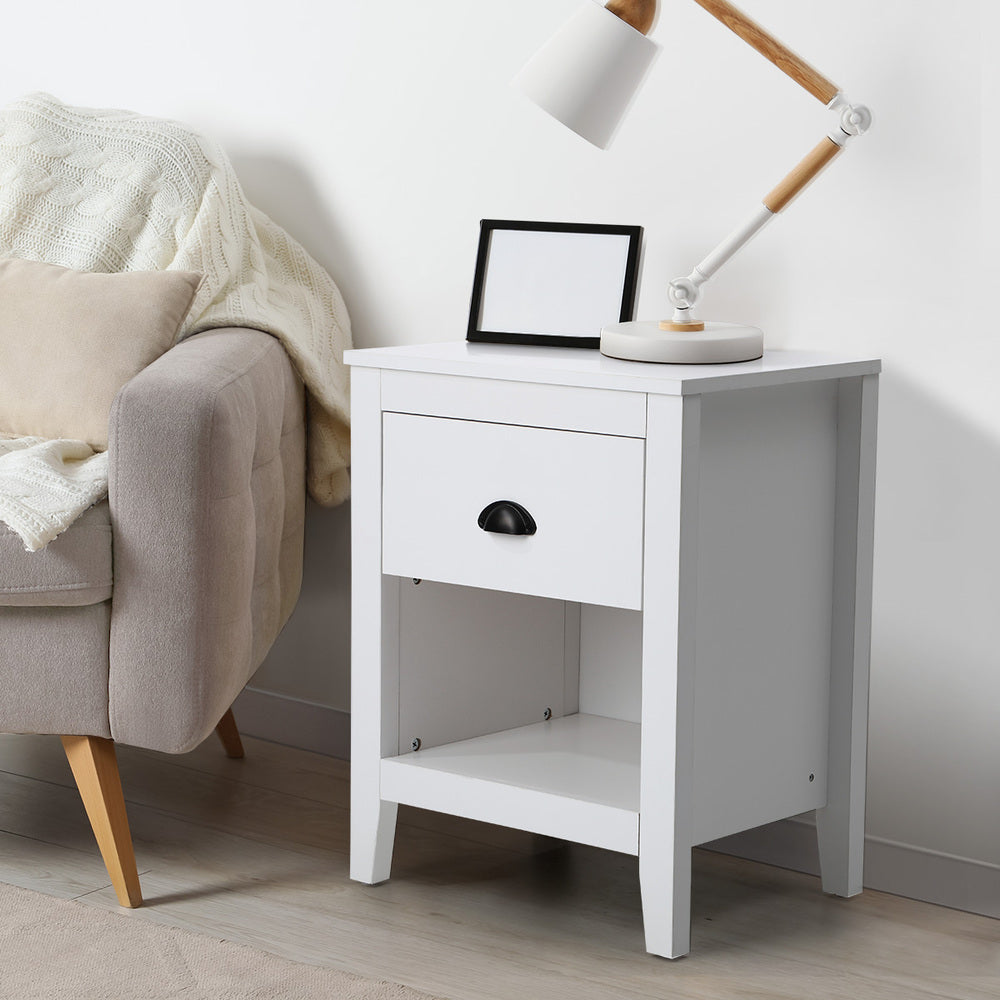 Oikiture 2x Bedside Table Nightstand Vintage