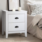 Oikiture Bedside Table 2 Drawers Nightstand Vintage