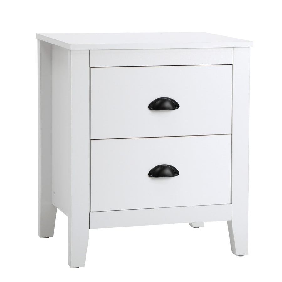 Oikiture Bedside Table 2 Drawers Nightstand Vintage