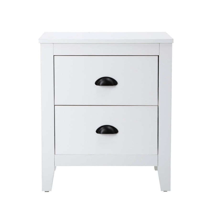 Oikiture Bedside Table 2 Drawers Nightstand Vintage