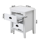 Oikiture Bedside Table 2 Drawers Nightstand Vintage - Low Angle