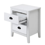 Oikiture Bedside Table 2 Drawers Nightstand Vintage