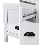 Oikiture Bedside Table 2 Drawers Nightstand Vintage