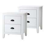 Oikiture 2x Bedside Table 2 Drawers Nightstand Vintage