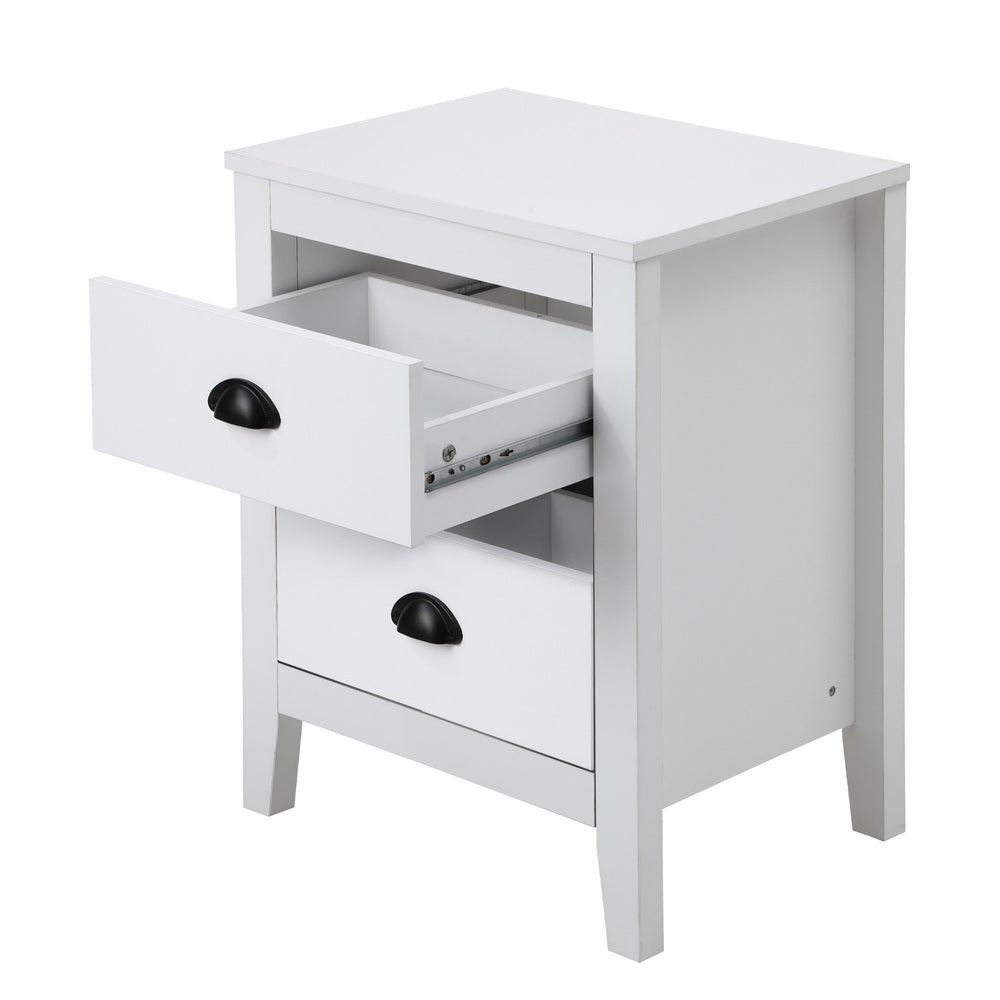 Oikiture 2x Bedside Table 2 Drawers Nightstand Vintage