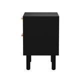 Oikiture Bedside Table 2 Drawers Rattan Black - Extra Image