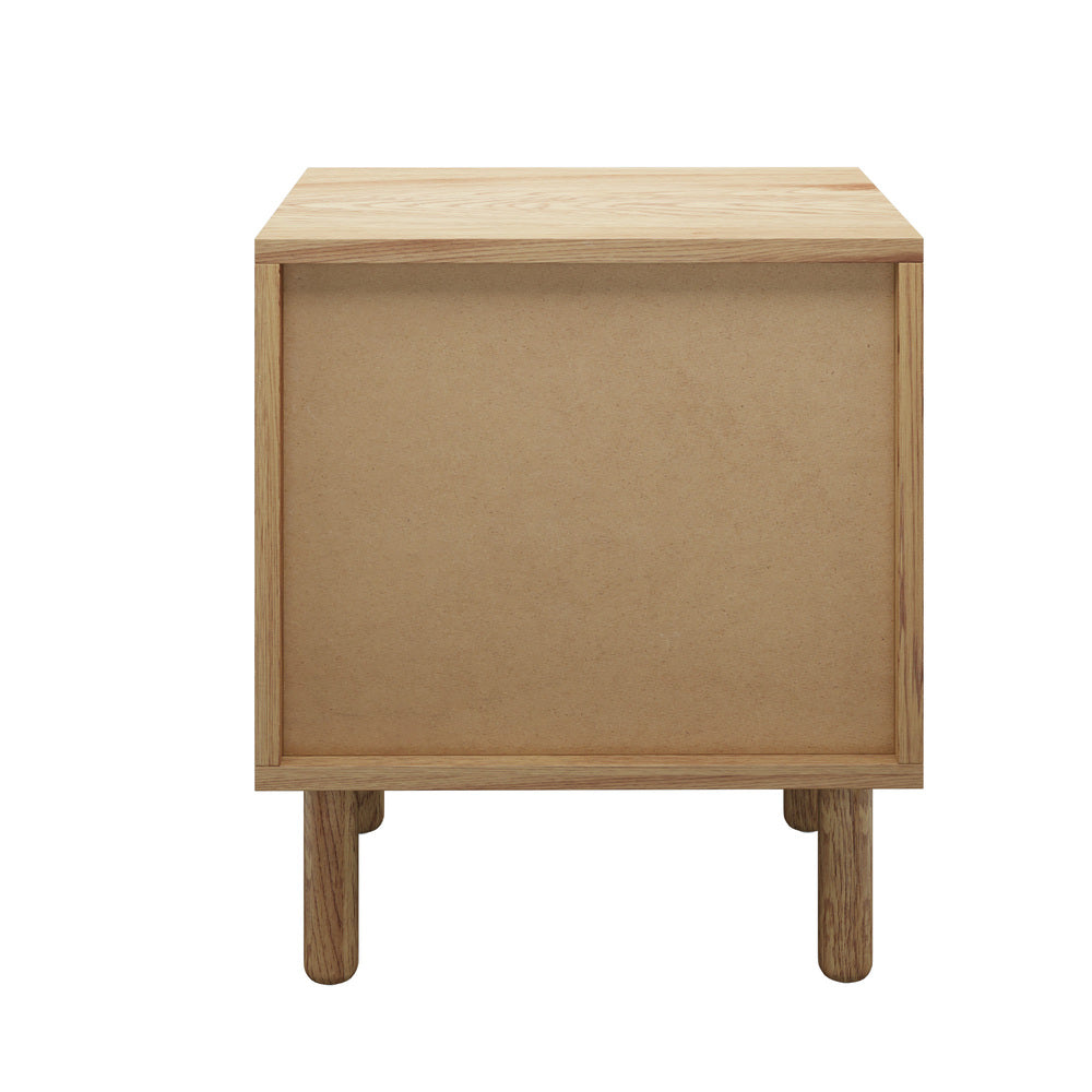 Oikiture 2x Bedside Table 2 Drawers Rattan Natural