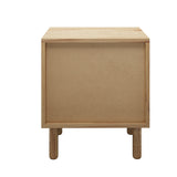 Oikiture 2x Bedside Table 2 Drawers Rattan Natural