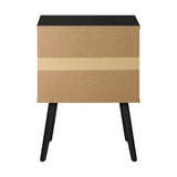 Oikiture Bedside Tables with Leather Handle Black - Top-Down View