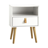 Oikiture Bedside Tables with Leather Handle White