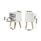 Oikiture Bedside Tables with Leather Handle White