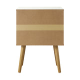 Oikiture Bedside Tables with Leather Handle White - Rear View