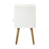 Oikiture 2X Bedside Tables with Leather Handle White