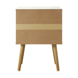 Oikiture 2X Bedside Tables with Leather Handle White