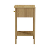 Oikiture Bedside Table with 1 Drawer Open Shelf Nightstand Natural