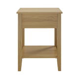 Oikiture Bedside Table with 1 Drawer Open Shelf Nightstand Natural - Side View