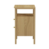 Oikiture Bedside Table 2 Drawers Open Shelf Nightstand Natural