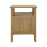 Oikiture Bedside Table 2 Drawers Open Shelf Nightstand Natural
