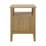 Oikiture Bedside Table 2 Drawers Open Shelf Nightstand Natural - Low Angle