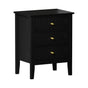 Oikiture Bedside Table 3 Drawers Side End Nightstand Black