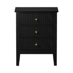 Oikiture Bedside Table 3 Drawers Side End Nightstand Black, image 2
