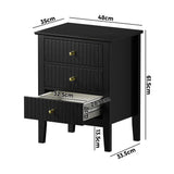 Oikiture Bedside Table 3 Drawers Side End Nightstand Black