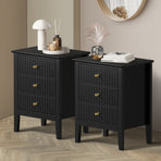 Oikiture Bedside Tables Set of 2 Side End Nightstand Black