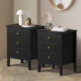Oikiture Bedside Tables Set of 2 Side End Nightstand Black - Top-Down View