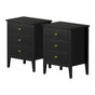 Oikiture Bedside Tables Set of 2 Side End Nightstand Black