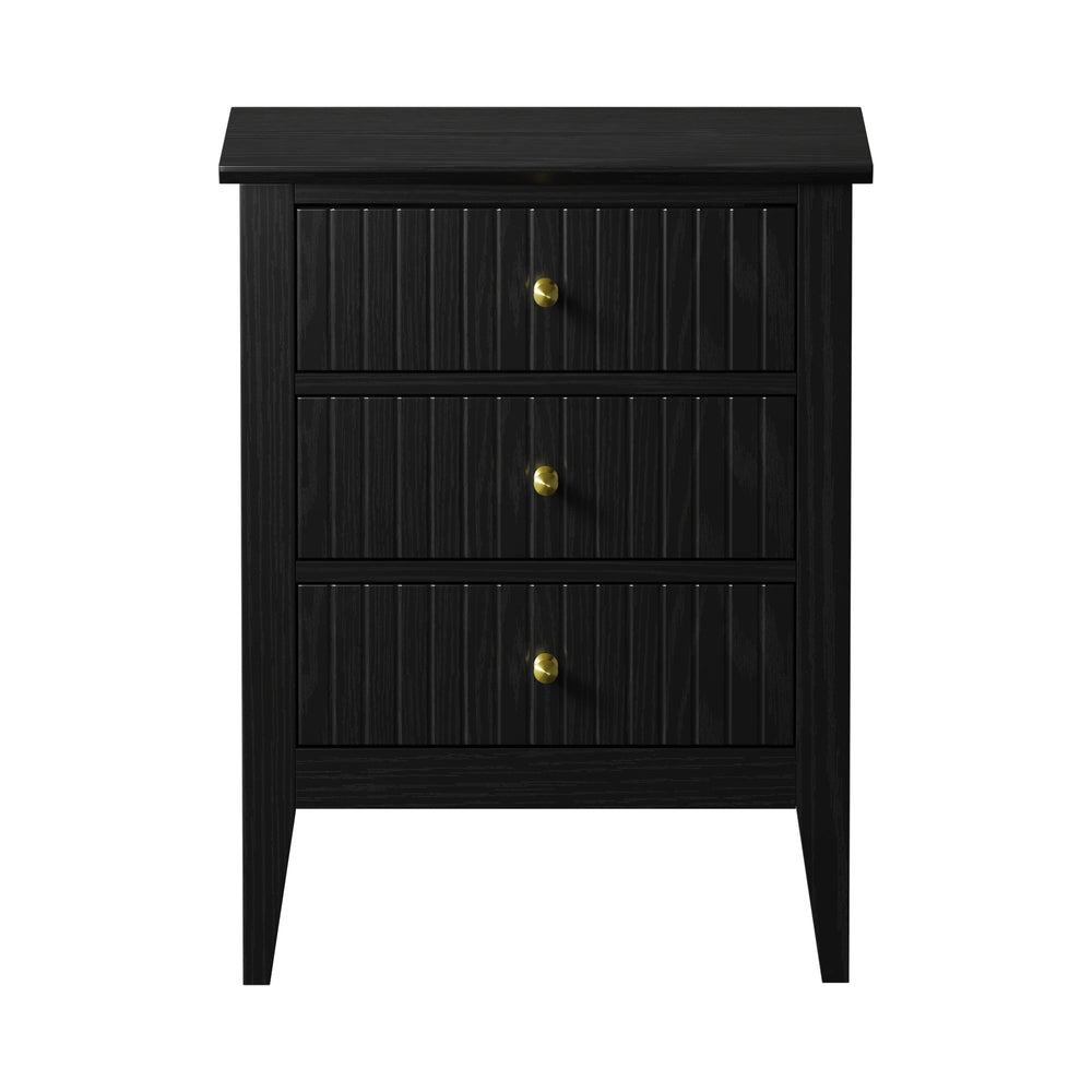 Oikiture Bedside Tables Set of 2 Side End Nightstand Black
